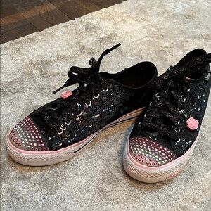 Skechers Black and Pink Sequin Sneakers. Never worn.